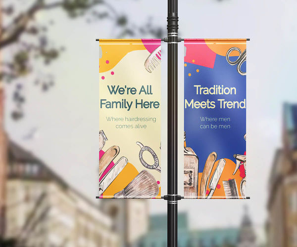 Outdoor Hanging Fabric Banner PSD Mockup