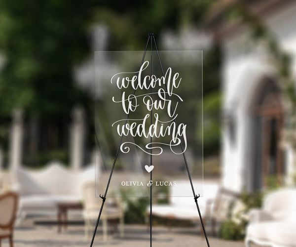 Frosted Acrylic Wedding Welcome Sign - Welcome to our Wedding Sign ...